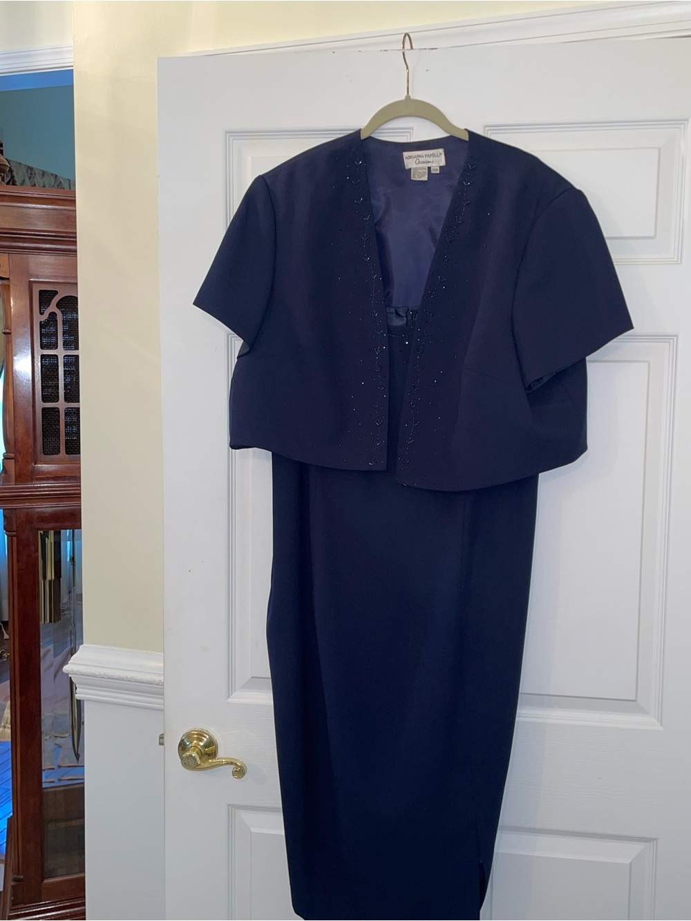 Adrianna Papell Navy Occasion Dress with Jacket (Fully Lined)- 22W